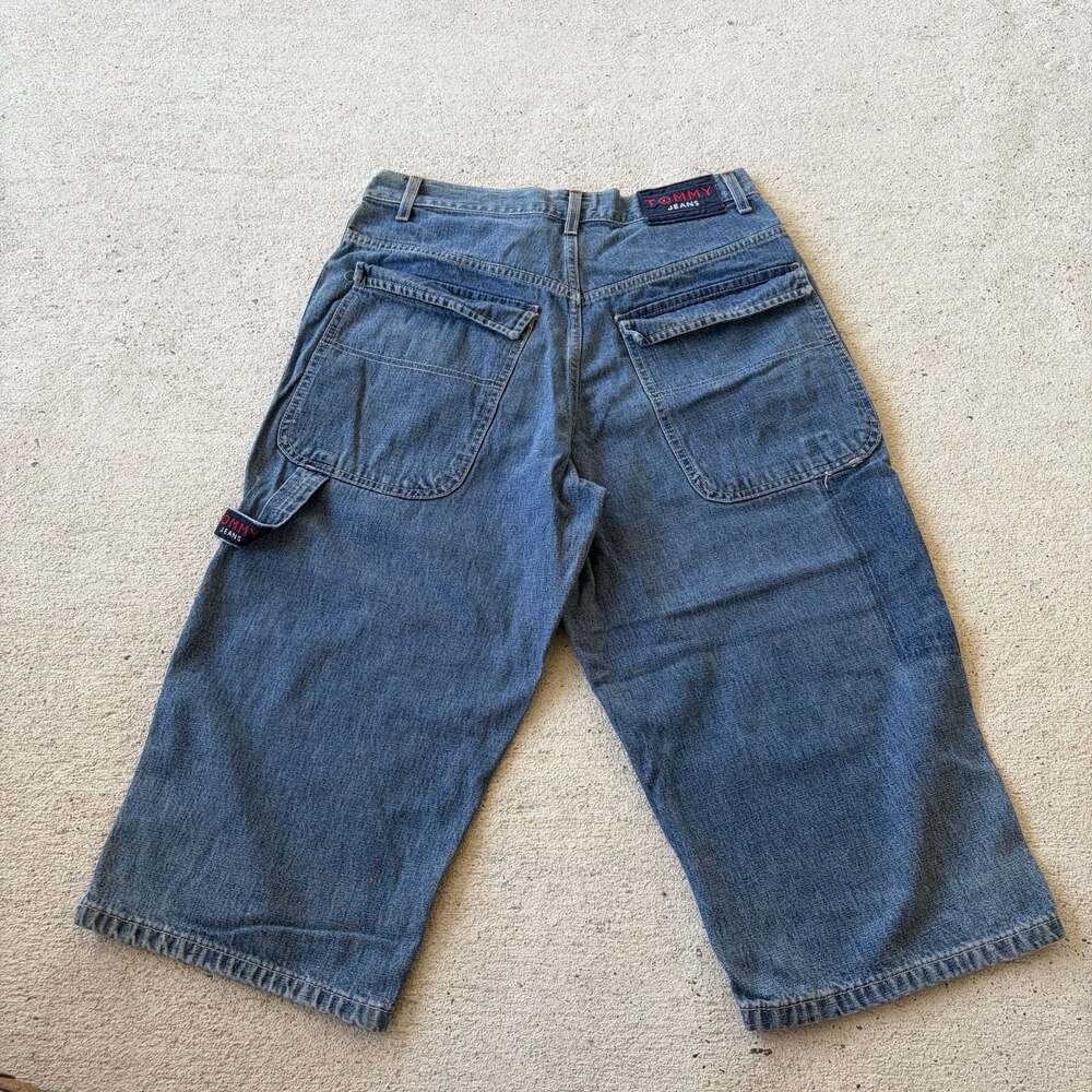 Tommy Jeans Men 30 Blue Carpenter Baggy Jorts Denim Shorts 90s Y2K Vintage